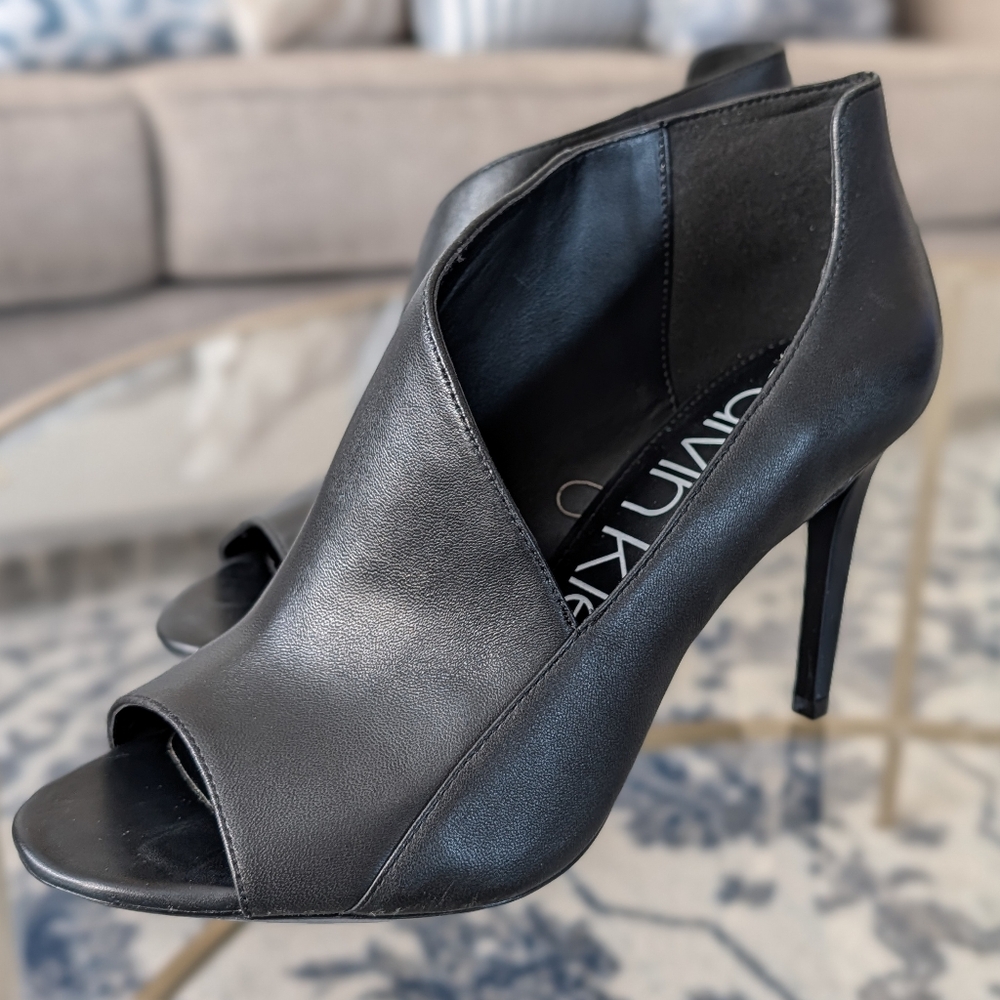 Calvin Klein Black Open-Toe Booties Size 8 - Picture 3 of 5